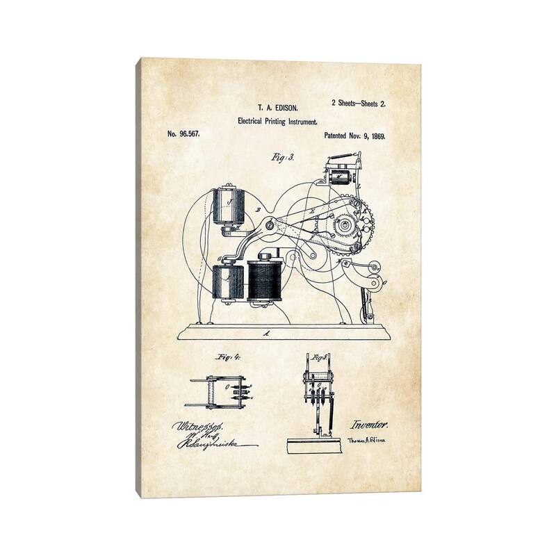 iCanvas "Edison Ticker Tape" by Patent77 Canvas Print Bed Bath